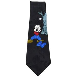 Simon Mickey Black Polyester Necktie